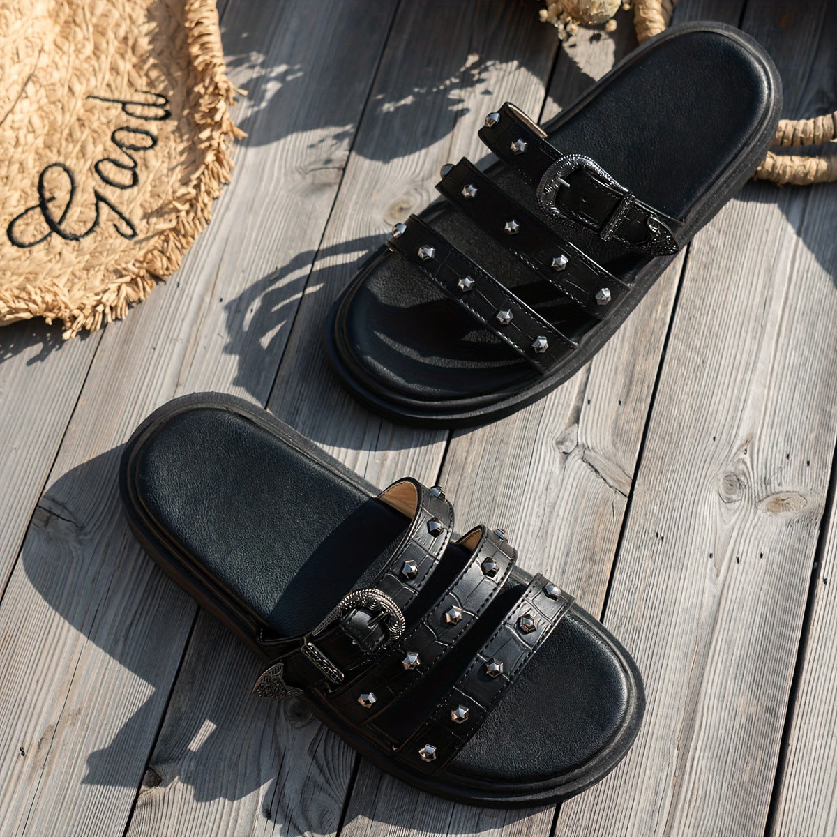 Studded Ebon Sandals